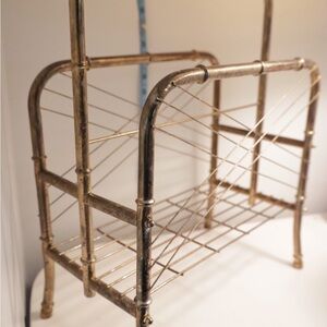 Vintage Gold Metal Magazine Rack